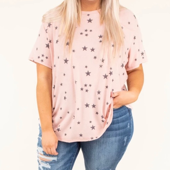 SOFT Plus Size Chic Soul Blush Star Top Size 2x
